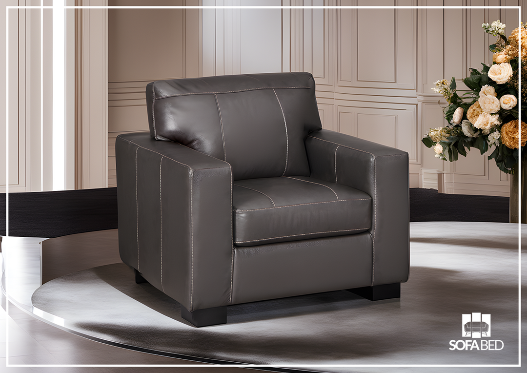 Mayan Series Leather Chair in Gray 