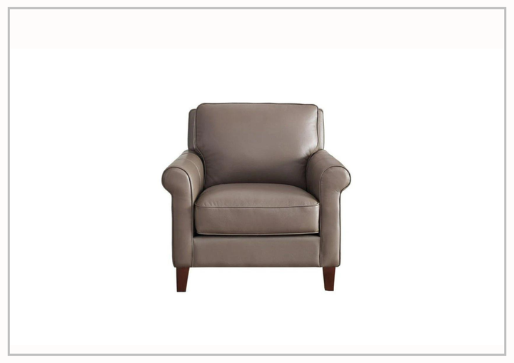 Hydeline Laguna Taupe Brown Leather Chair with Rolled Arms