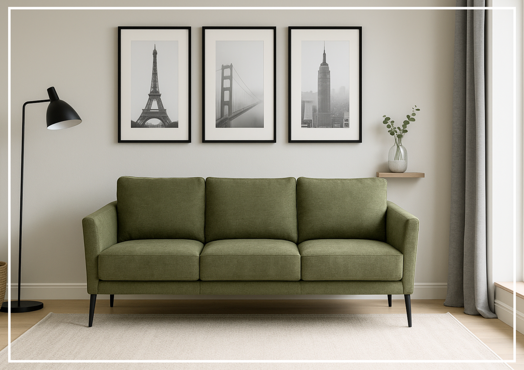 Luonto Viola 3 Seater Fabric Sofa With Wenge Leg Finish