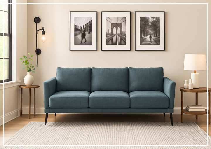 Luonto Viola 3 Seater Fabric Sofa With Wenge Leg Finish