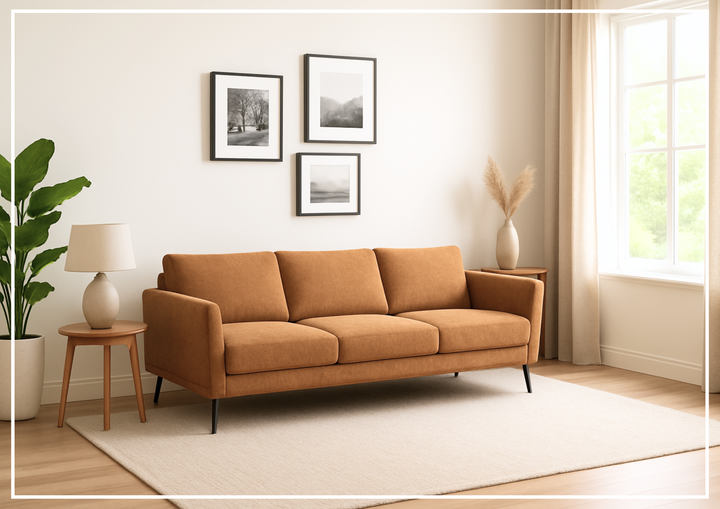 Luonto Viola 3 Seater Fabric Sofa With Wenge Leg Finish