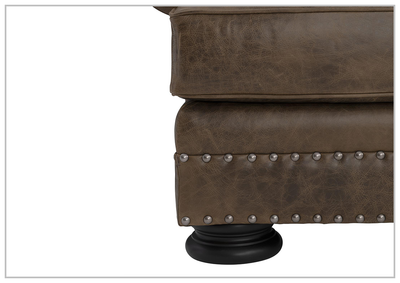 Foster Dark Brown Leather Sofa with Rolled Arms