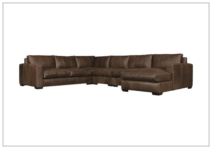 Dawkins Leather Sectional Sofa with Walnut Finish