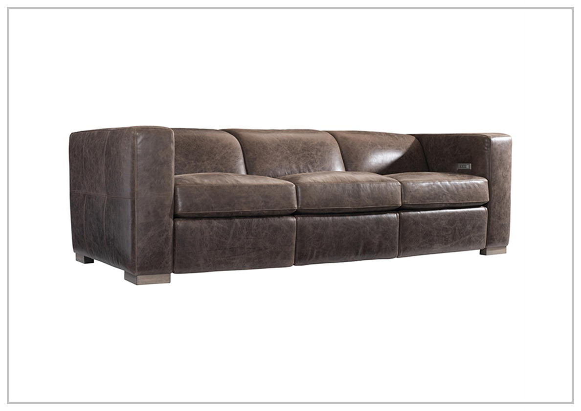 Arrezio Light Brown Leather Power Motion Sofa