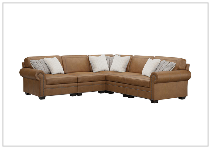 Bernhardt Grandview L-Shaped Brown Leather Sectional Sofa