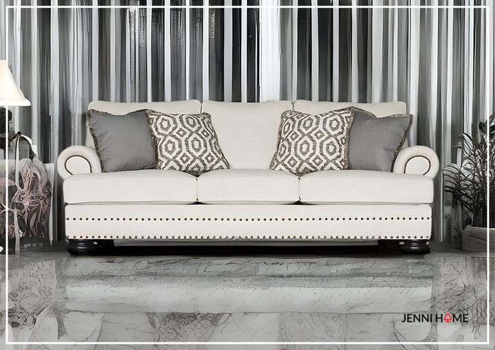 Bernhardt Foster 3-Seater Fabric Sofa with Nailhead Trim