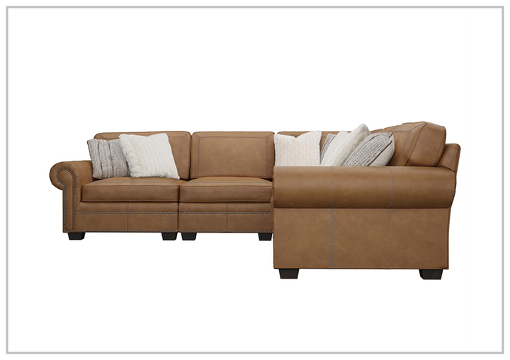 Bernhardt Grandview L-Shaped Brown Leather Sectional Sofa
