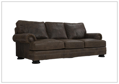 Foster Dark Brown Leather Sofa with Rolled Arms