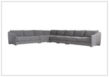 Demi L-Shaped Leather Sectional Sofa with Wood Legs