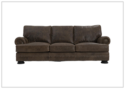 Foster Dark Brown Leather Sofa with Rolled Arms