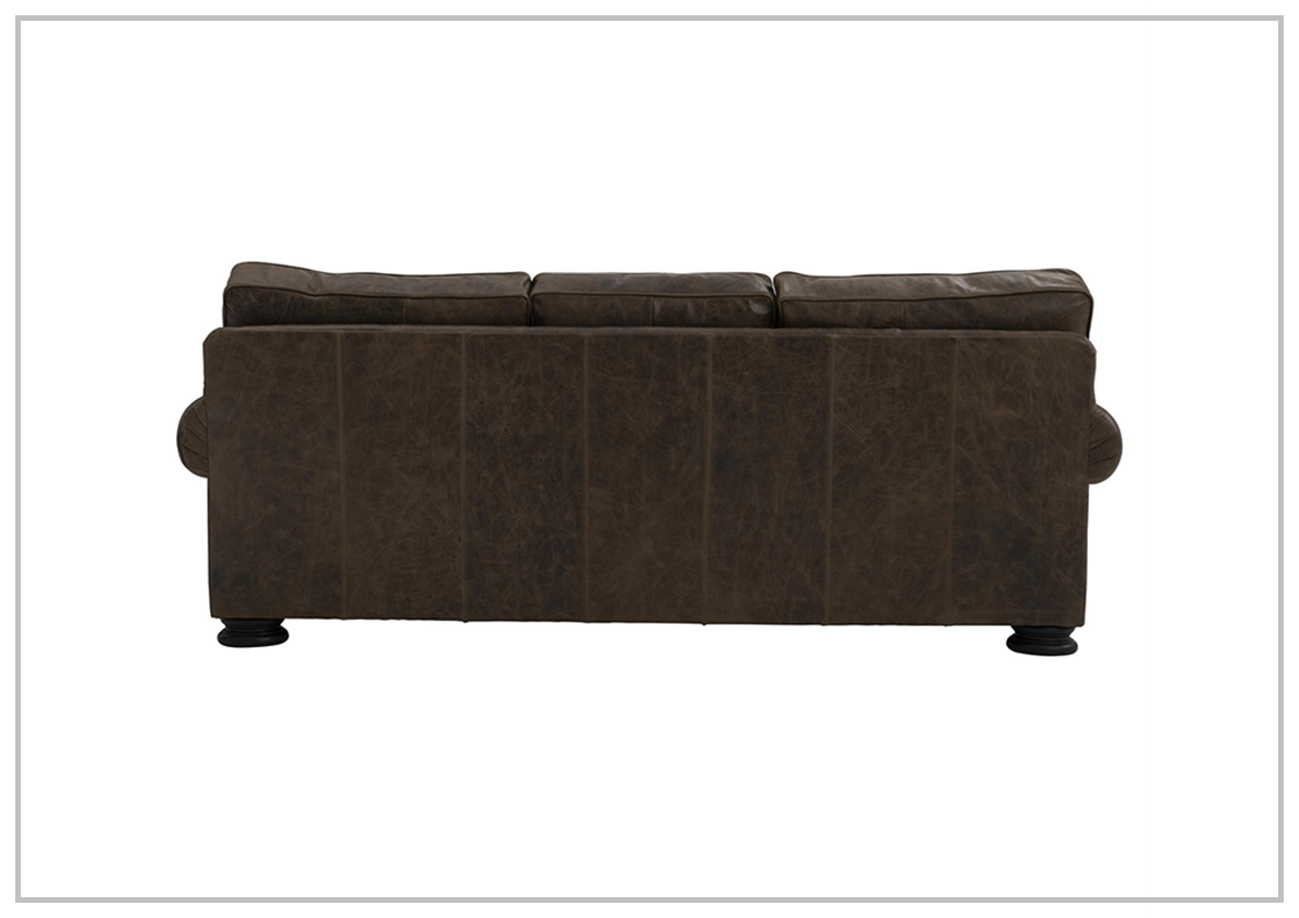 Foster Dark Brown Leather Sofa with Rolled Arms