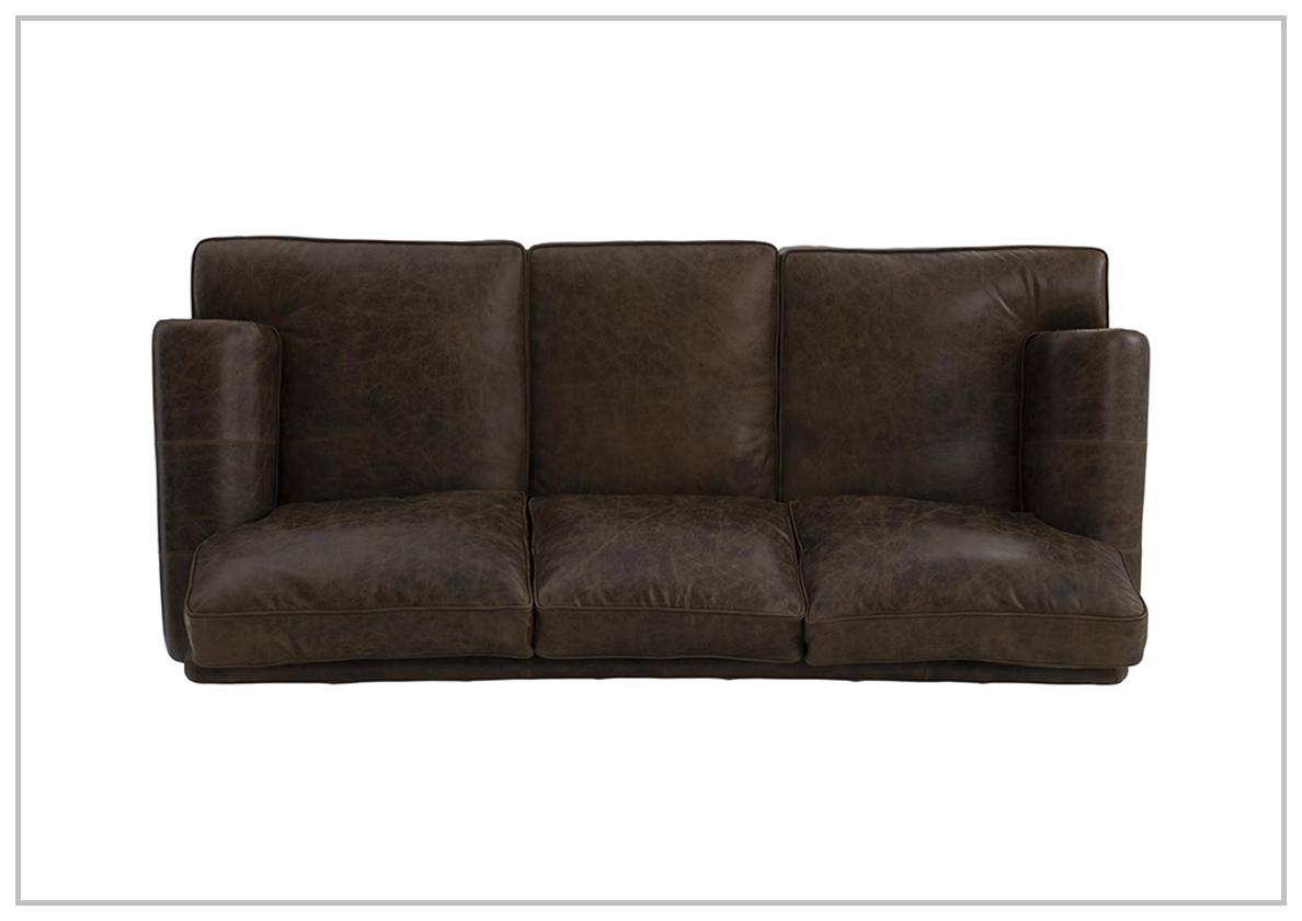 Foster Dark Brown Leather Sofa with Rolled Arms