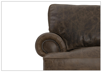 Foster Dark Brown Leather Sofa with Rolled Arms