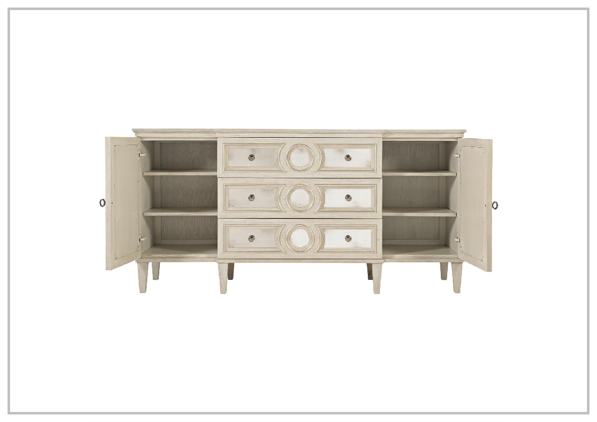 Bernhardt Allure Buffet with 3 Drawer 2 Door Silver Luster and Manor White Finish-Buffets-SOFABED