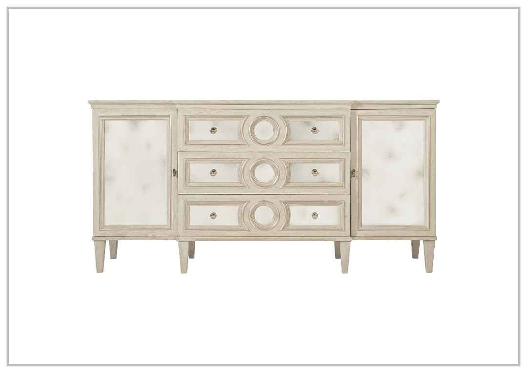 Bernhardt Allure Buffet with 3 Drawer 2 Door Silver Luster and Manor White Finish-Buffets-SOFABED