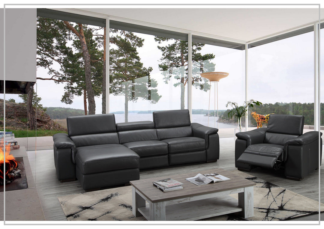 Gio Italia Allegra L-Shaped Leather Recliner Sectional Sofa