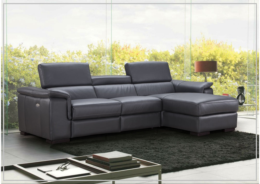 Gio Italia Allegra L-Shaped Leather Recliner Sectional Sofa