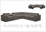 Gio Italia Aventura L-Shaped Leather Power Reclining Sectional Sofa