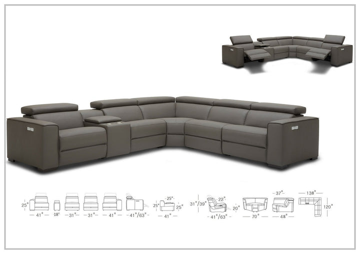 Gio Italia Aventura L-Shaped Leather Power Reclining Sectional Sofa