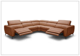 Lorenzo L-Shaped Motion Leather Sectional Sofa in Rust
