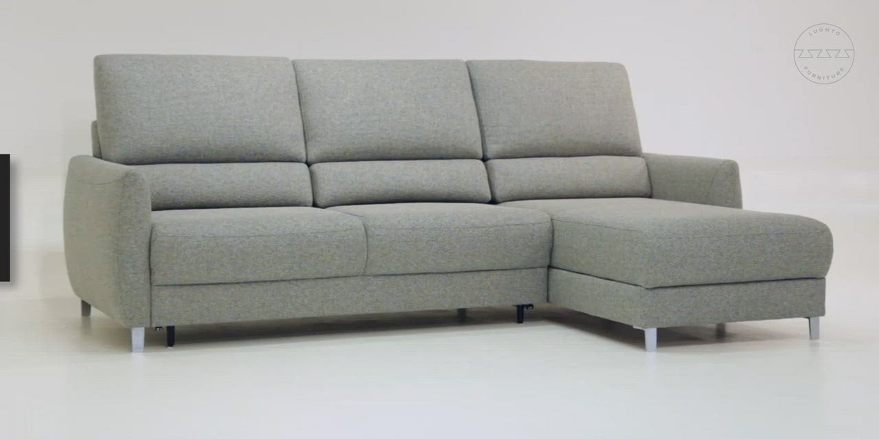 Delta Sectional with Reversible Chaise Plus Loveseat Sleeper with chrome or walnut wood legs